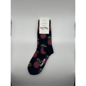 1 Pair Happy Socks Black Pineapple Size Medium Unisex